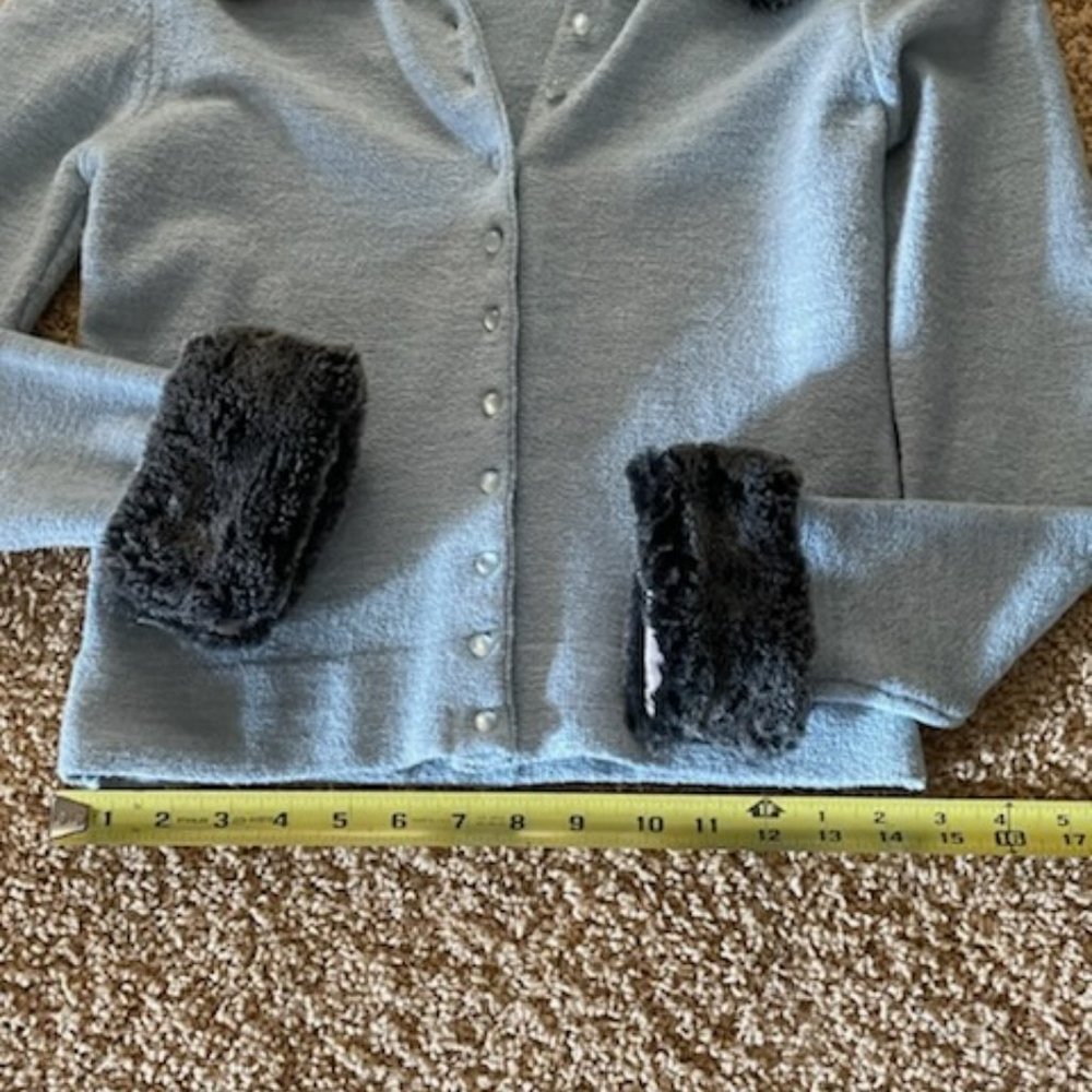 Bebe Baby blue removable fur cardigan sweater - Picture 5 of 14